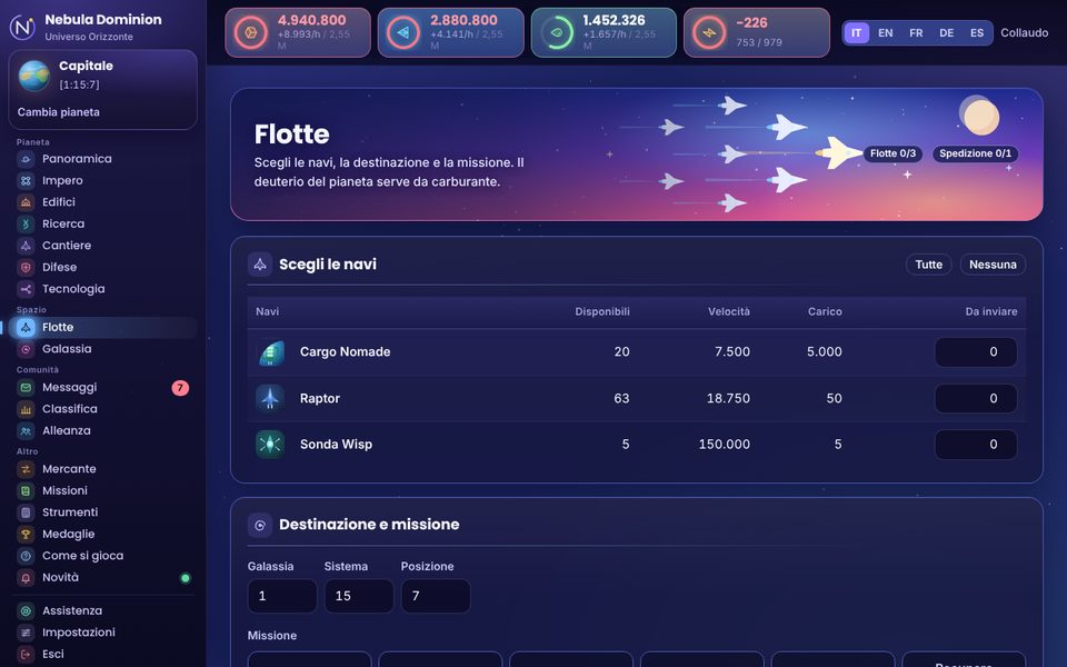 Invio di una flotta